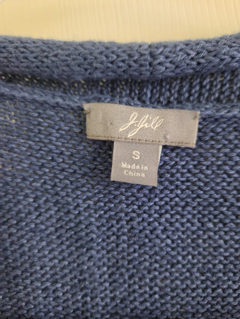 J.Jill Linen Blend Wrap Sweater Vest Small Blue Pinstripe Peplum Tied Waist Open - Picture 3 of 10